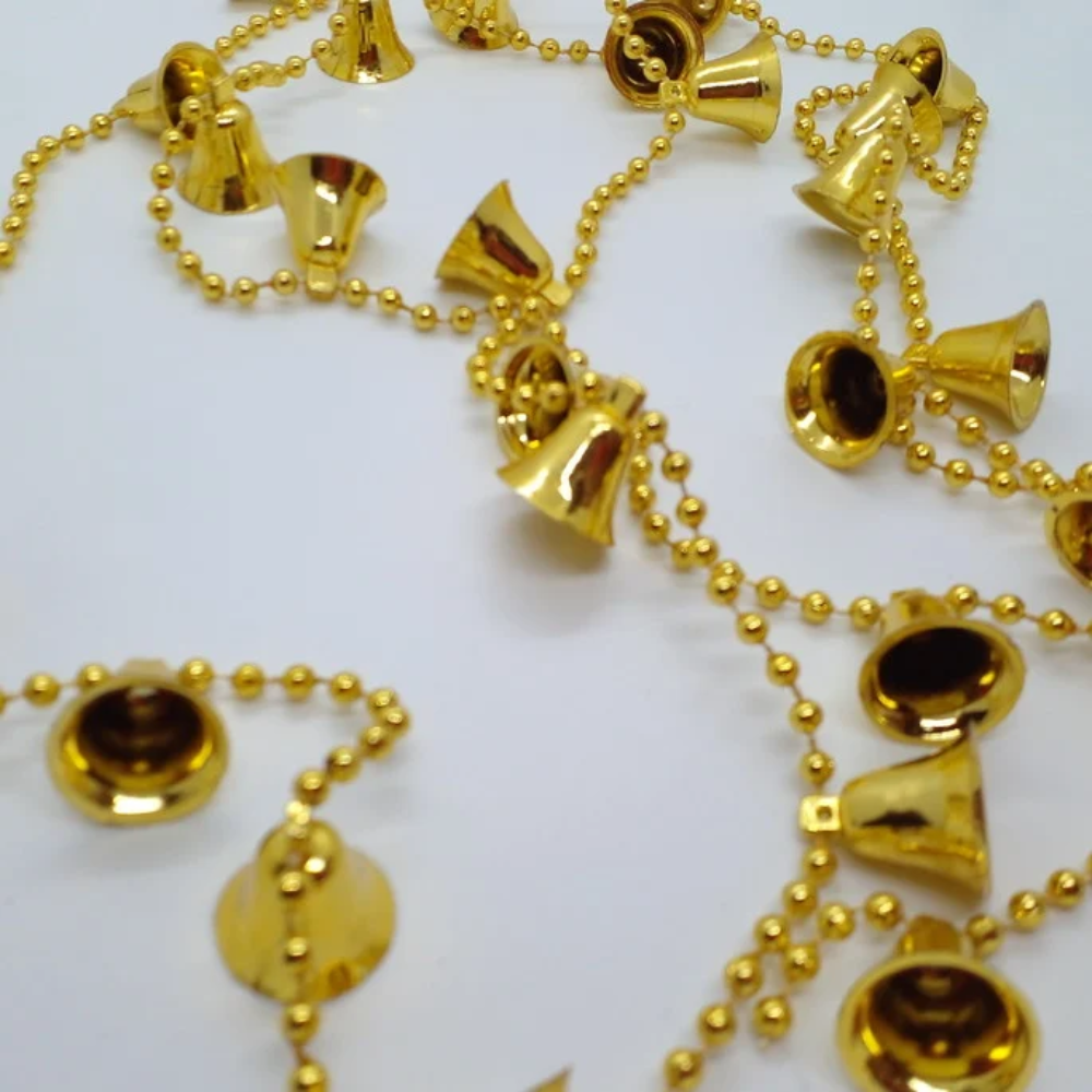 Sino Dourado e Vermelho com Cordão – Enfeite Natalino Decorativo