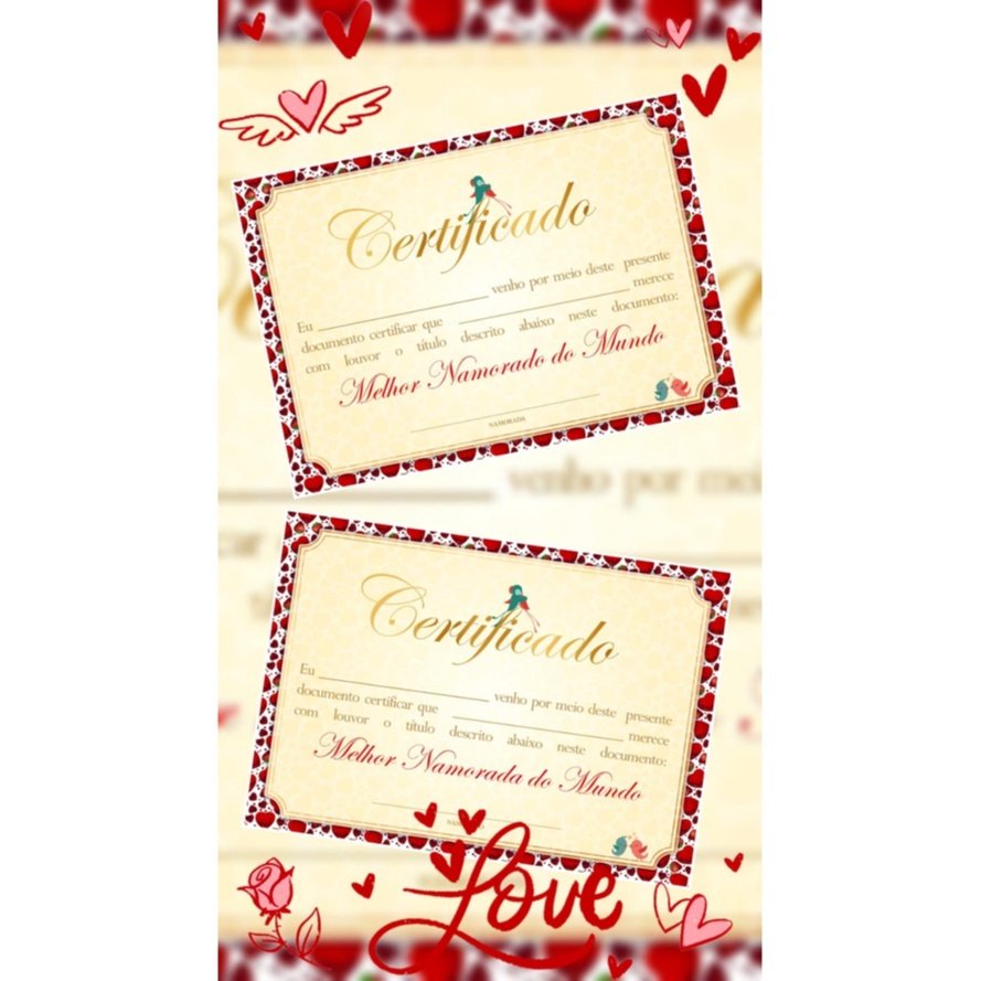 Certificado Melhor Namorado(a) do mundo