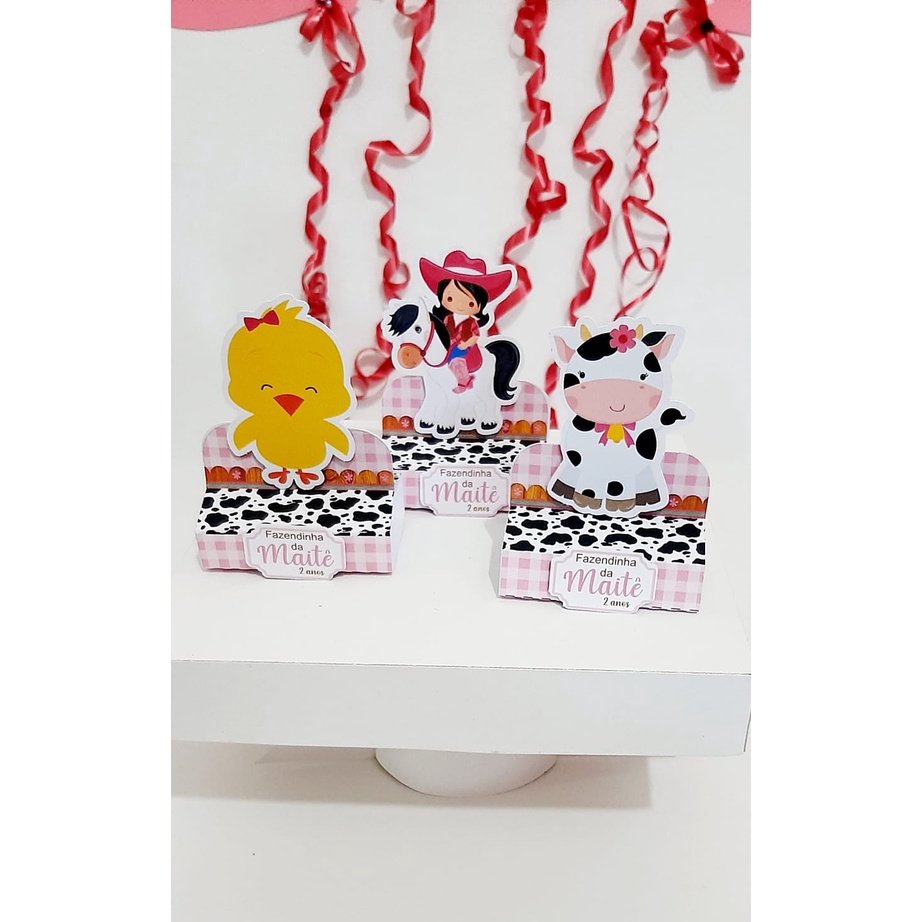 Kit Festa 70 Itens Colados Fazendinha Rosa - Imagem 2