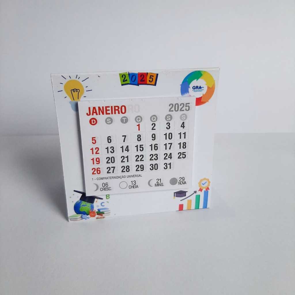 Mini Calendário de Mesa 2025 Personalizado 7x7cm Logo ou Arte - Imagem 2