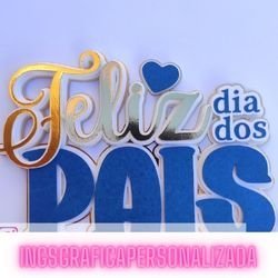 Topo de Bolo Feliz dia dos Pais 15cm - Imagem 6