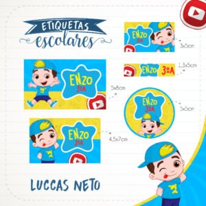 150 Etiquetas Escolares Vinil Prova d´água Lucas Neto Personalizadas