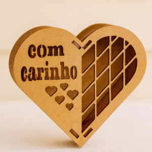 Caixinha Coração Com Carinho MDF Cru 12x15x4cm