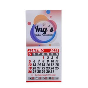 Calendário 2025 Personalizado com Imã Geladeira 8,5x5cm Logo Ou Arte