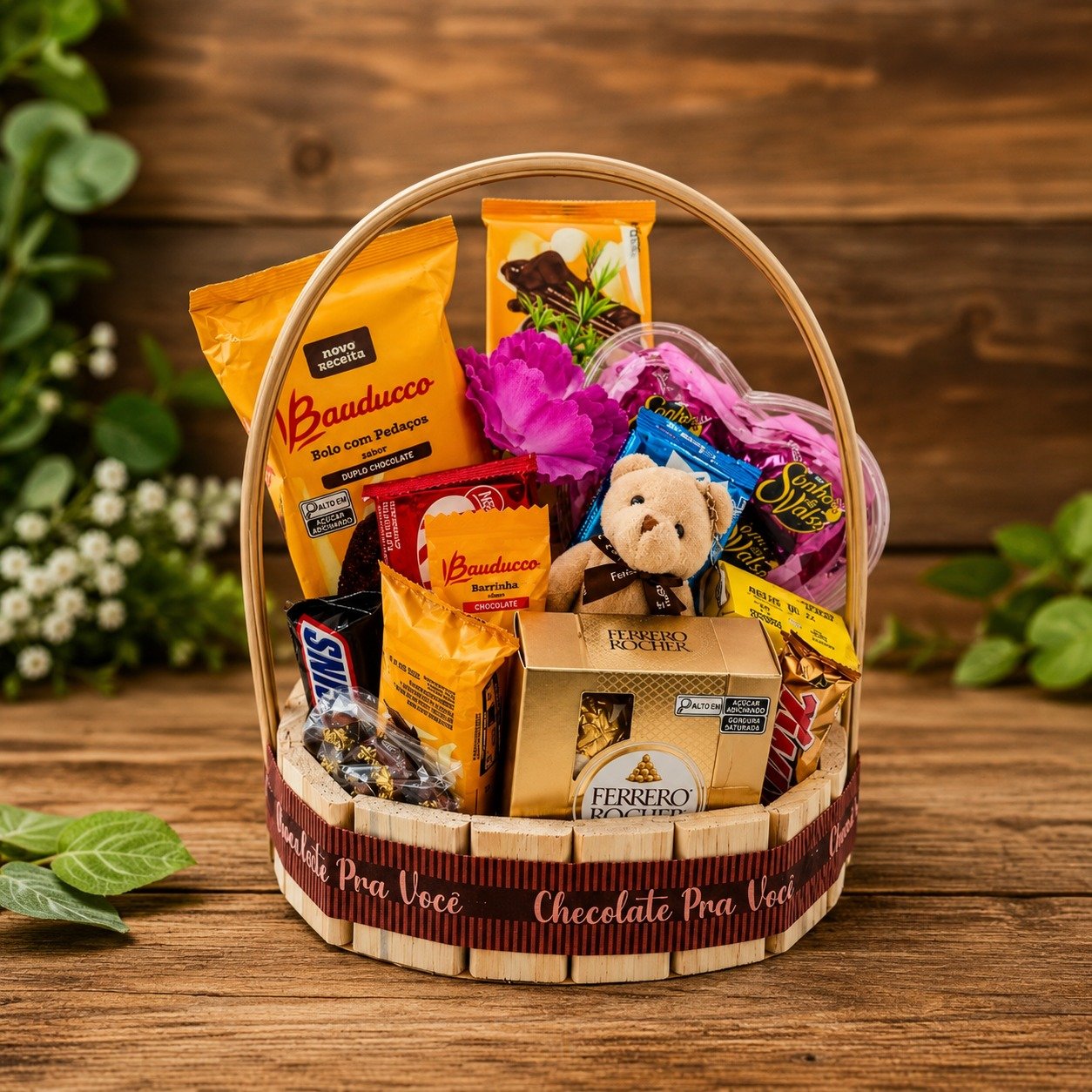 Cesta De Presente Com Chocolates e Mimos Balão de Coração - Imagem 4