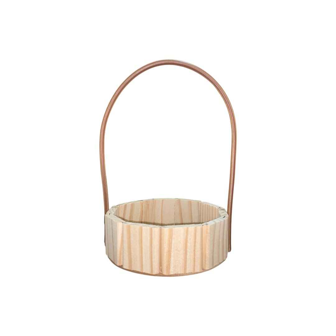 Cesta de Madeira Redonda 18cm - Imagem 2