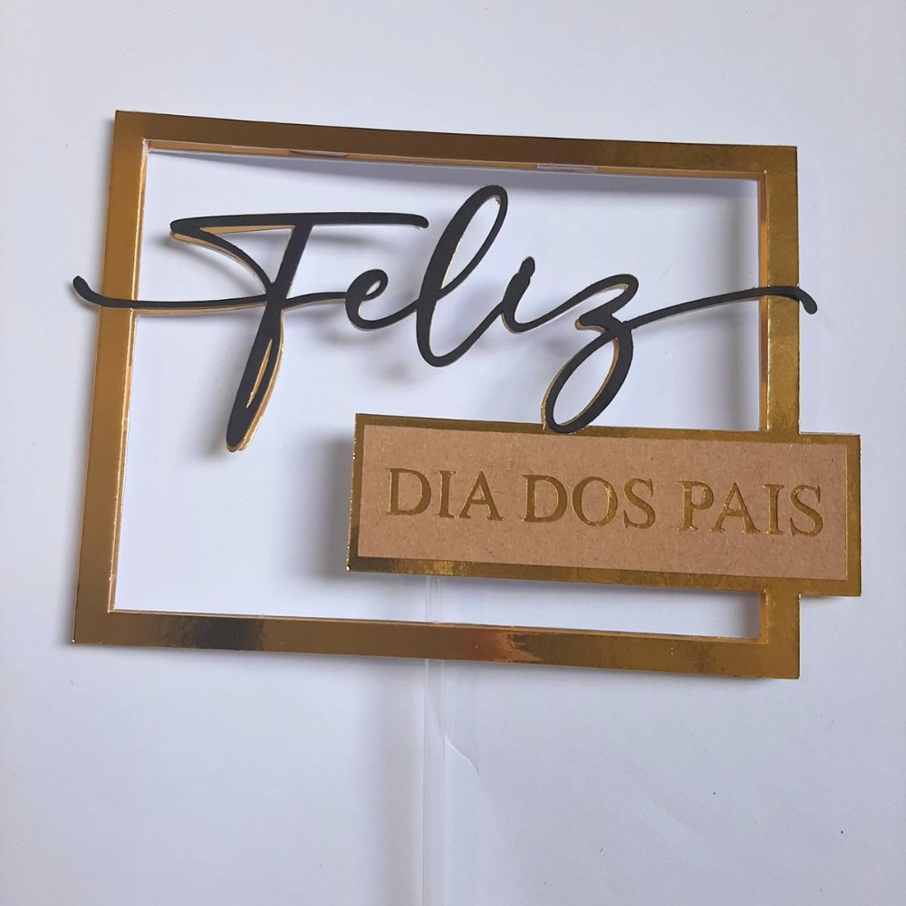 Topo de Bolo Feliz Dia dos Pais 2 15cm - Imagem 2