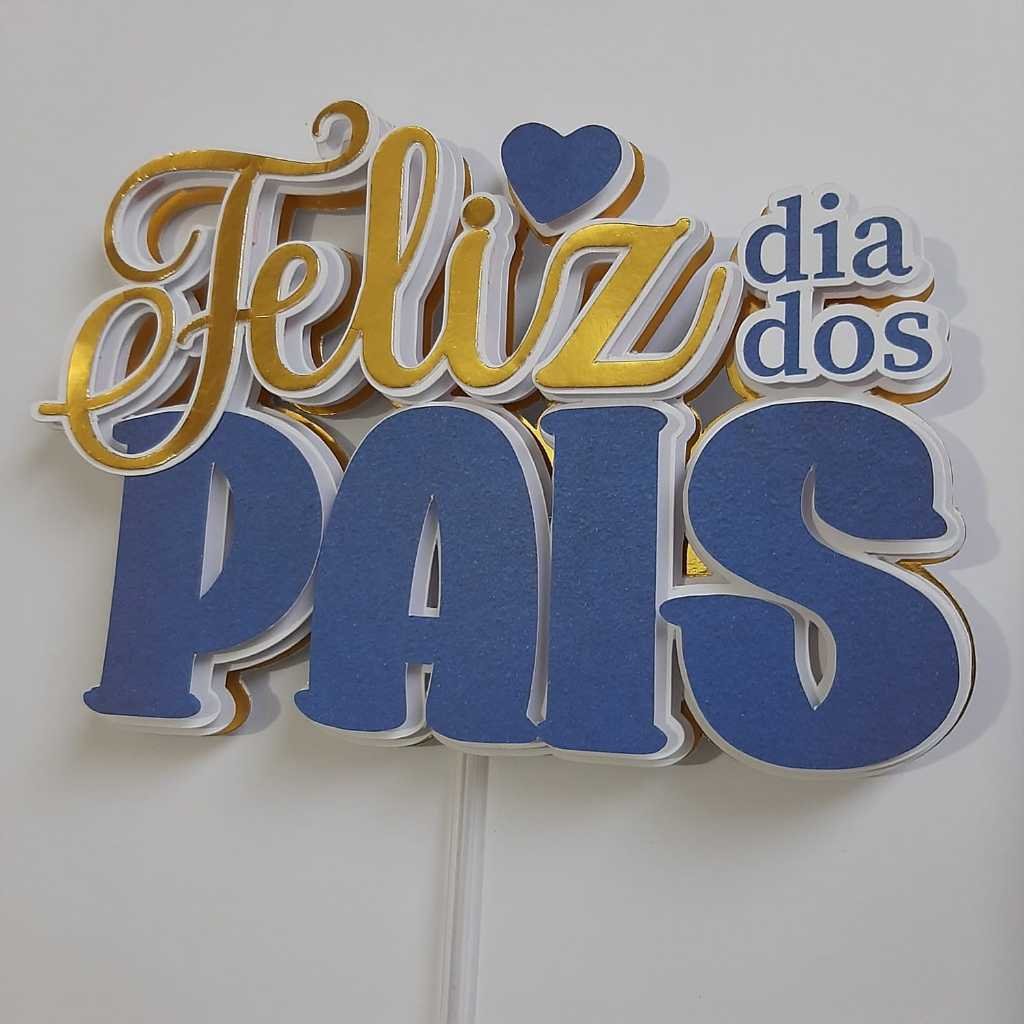 Topo de Bolo Feliz dia dos Pais 15cm - Imagem 3