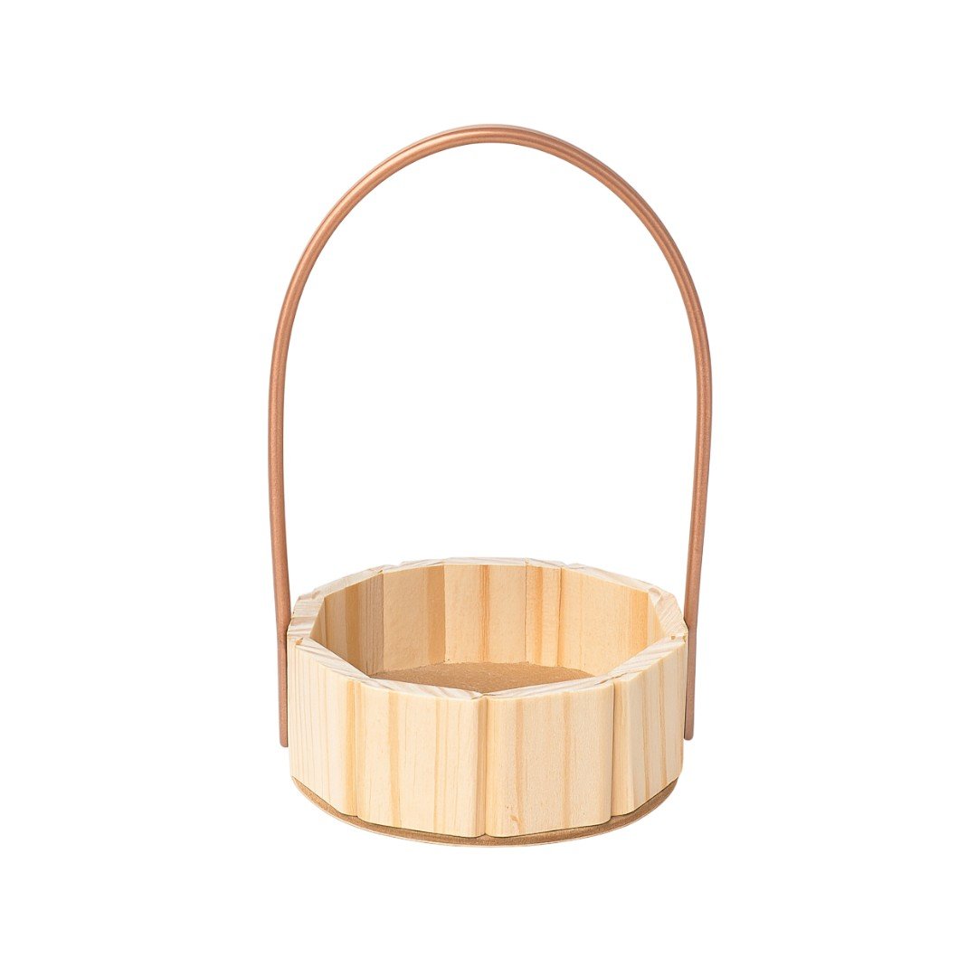 Cesta de Madeira Redonda 18cm - Imagem 3