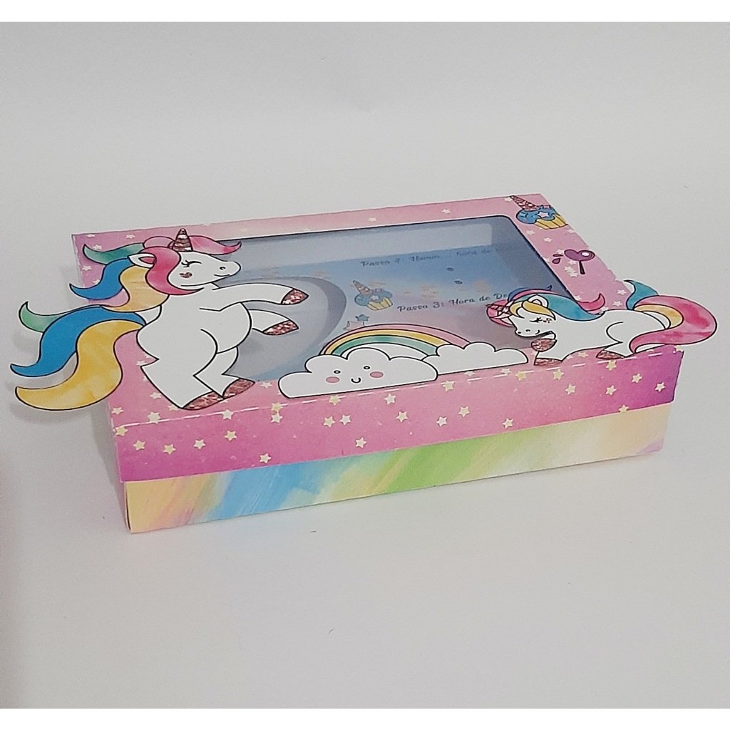 Caixa Kit Mini Confeiteiro Unicornio Colorido/ Montada - Imagem 2